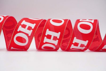 HO HO Christmas Wired Ribbon_KF6989GN-7N_red